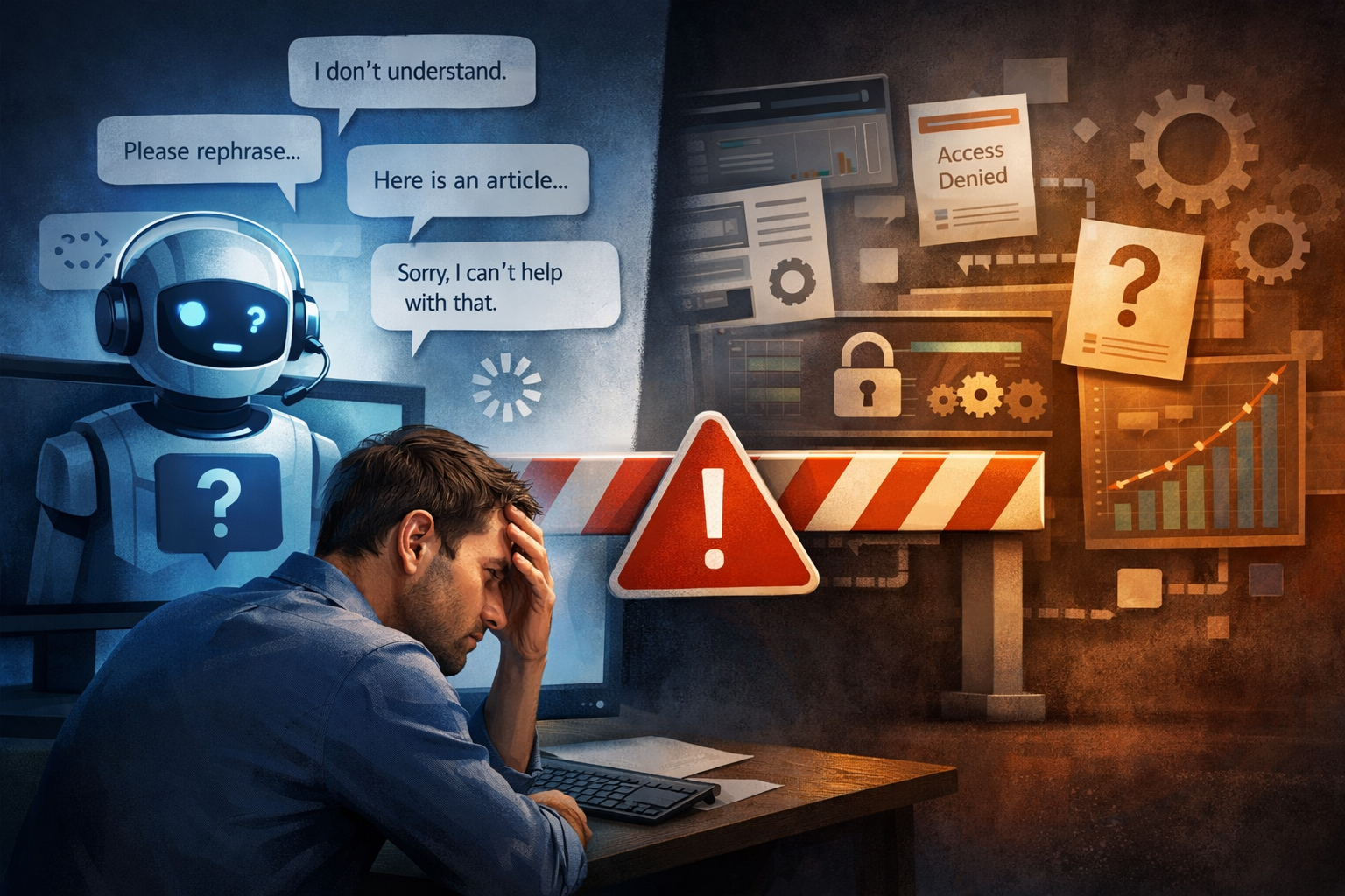 Enterprise software user navigating a self-service support experience